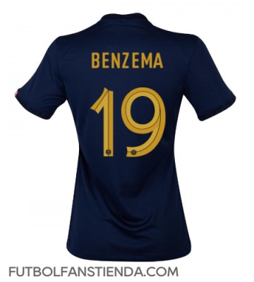 Francia Karim Benzema #19 Primera Equipación Mujer Mundial 2022 Manga Corta
